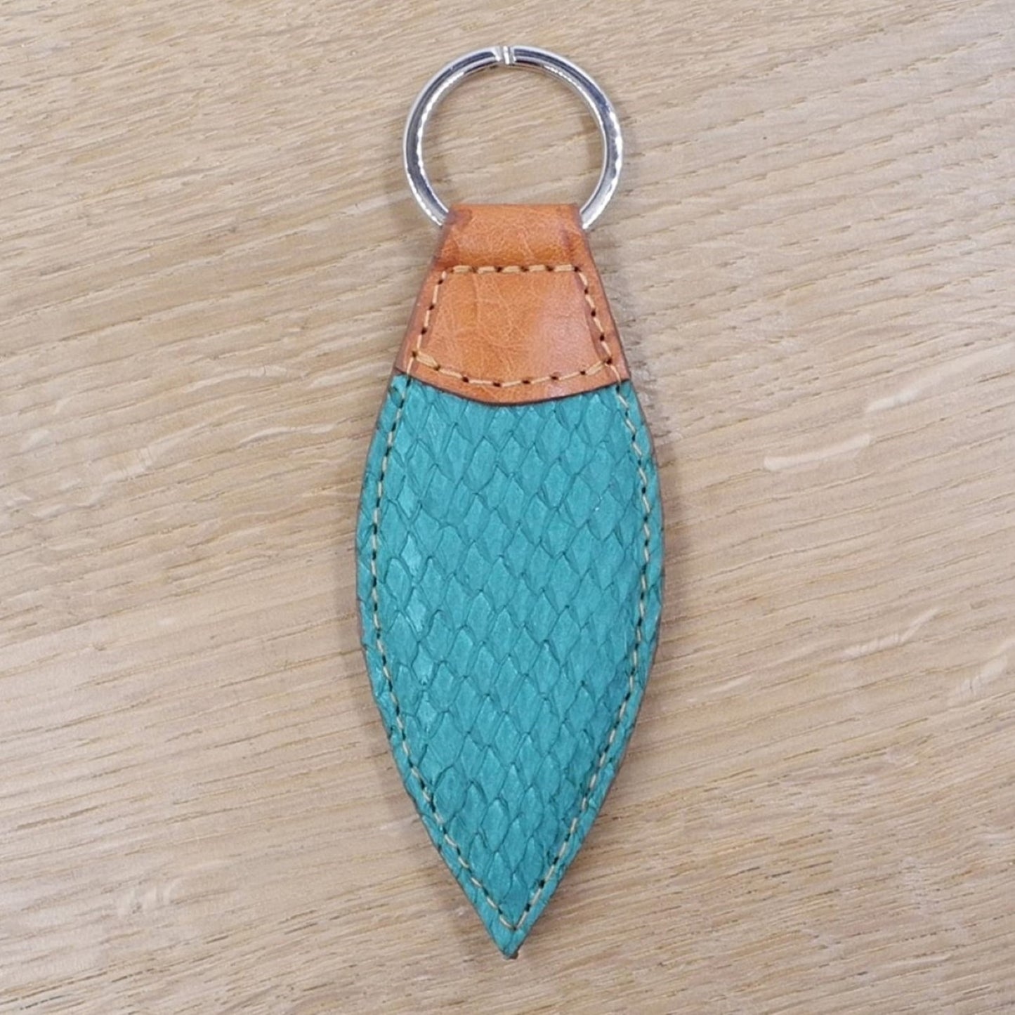 Salmon Leather Keychain