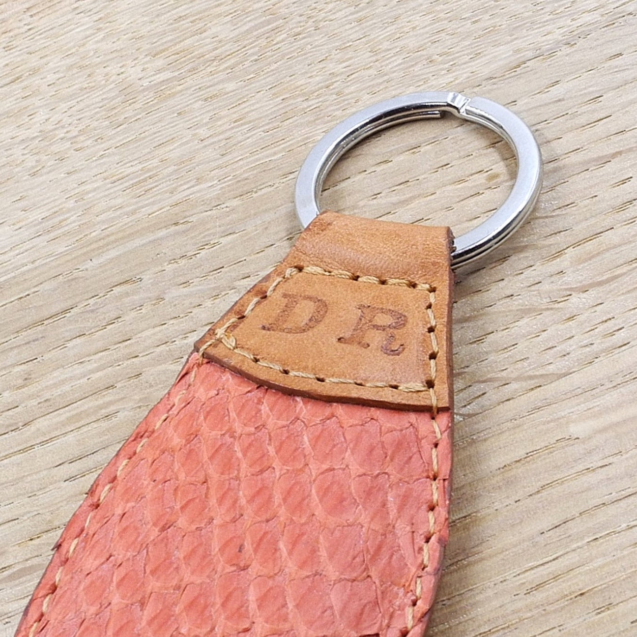 Salmon Leather Keychain