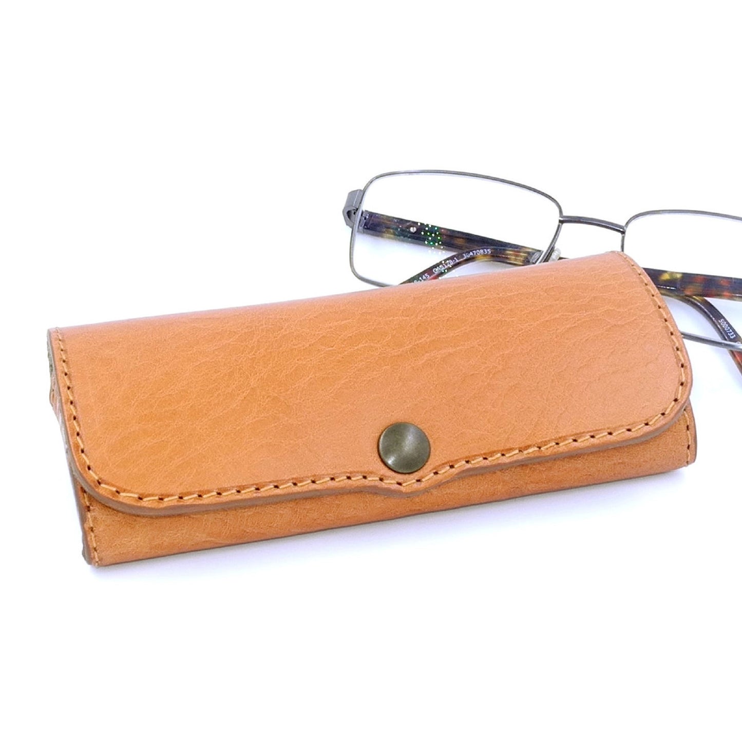 Hard Leather Glasses Case - Light Brown