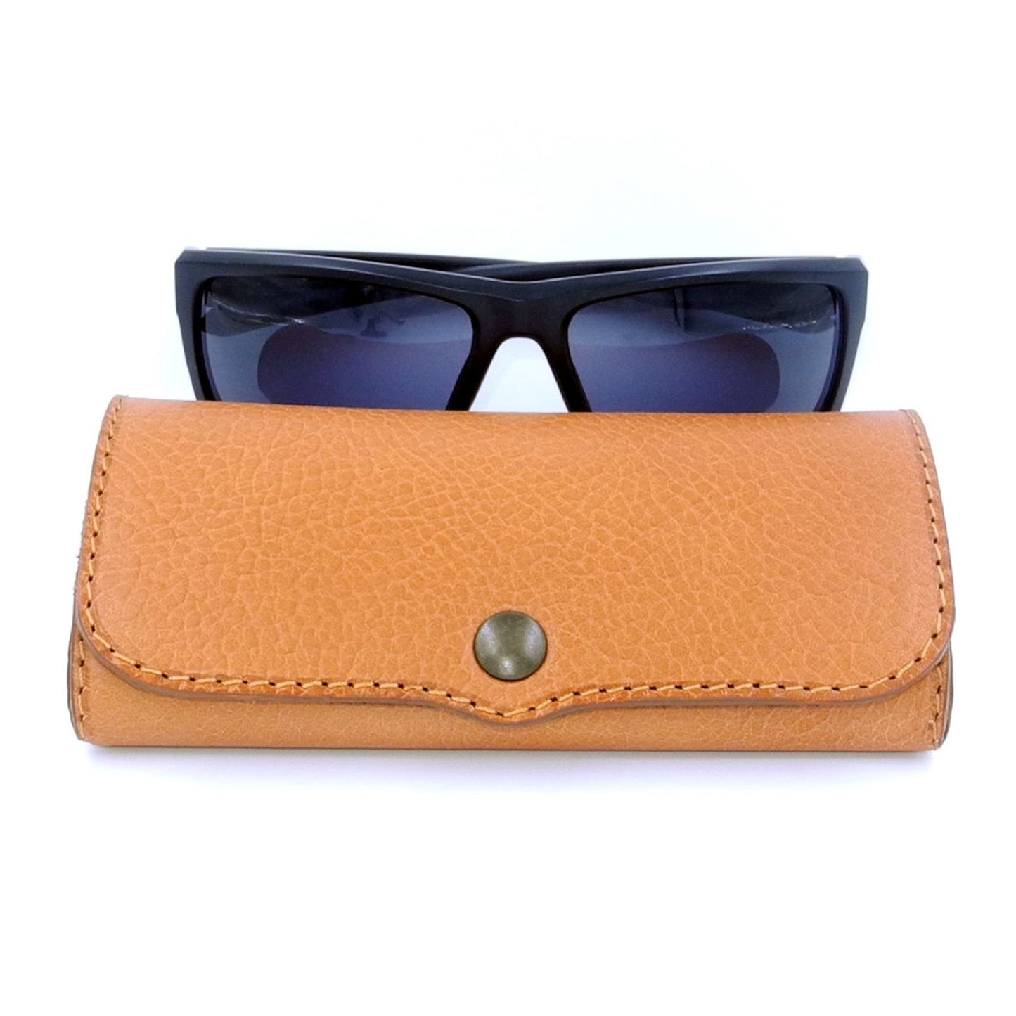 Hard Leather Glasses Case - Light Brown