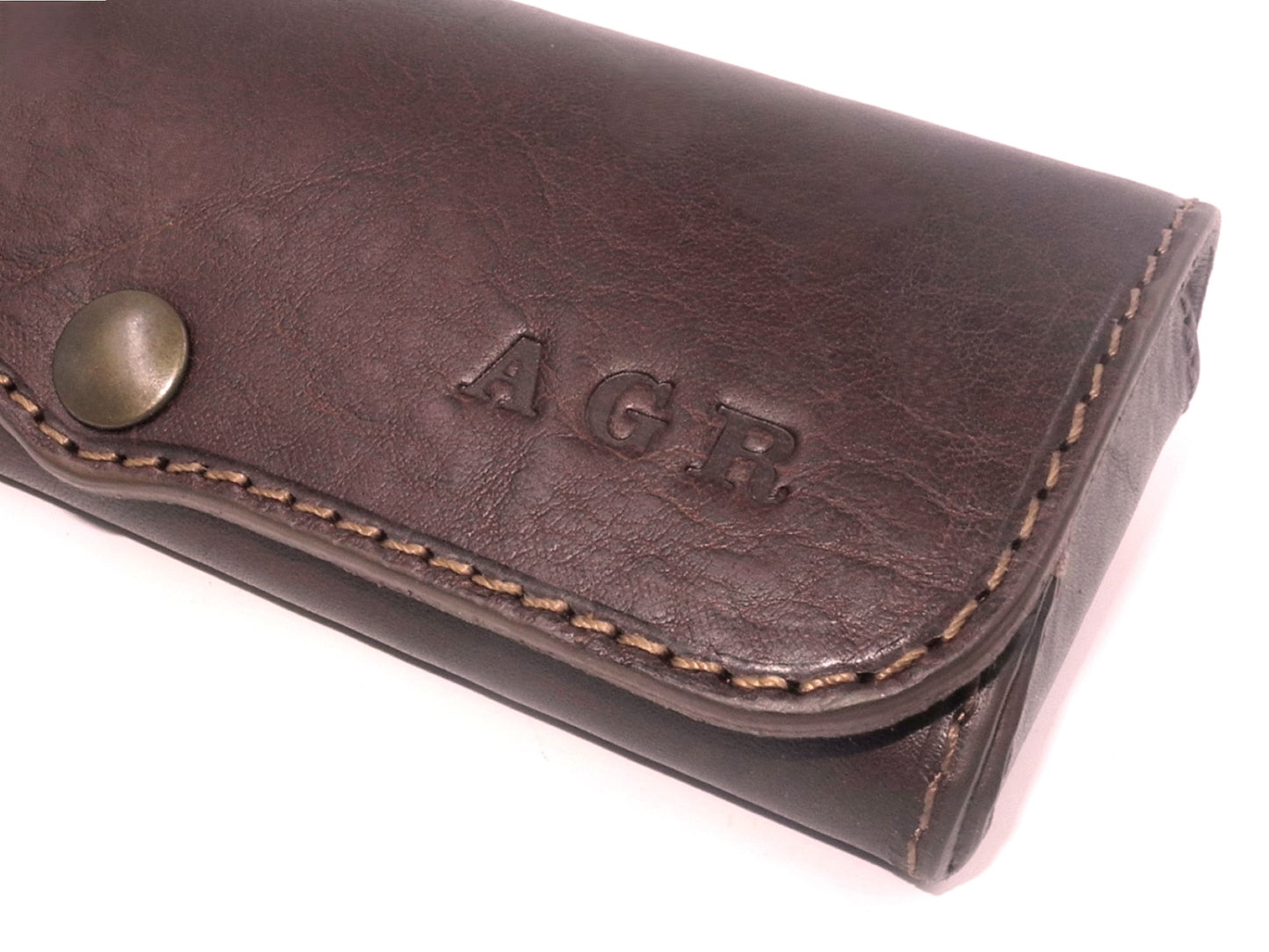 Hard Leather Glasses Case - Brown