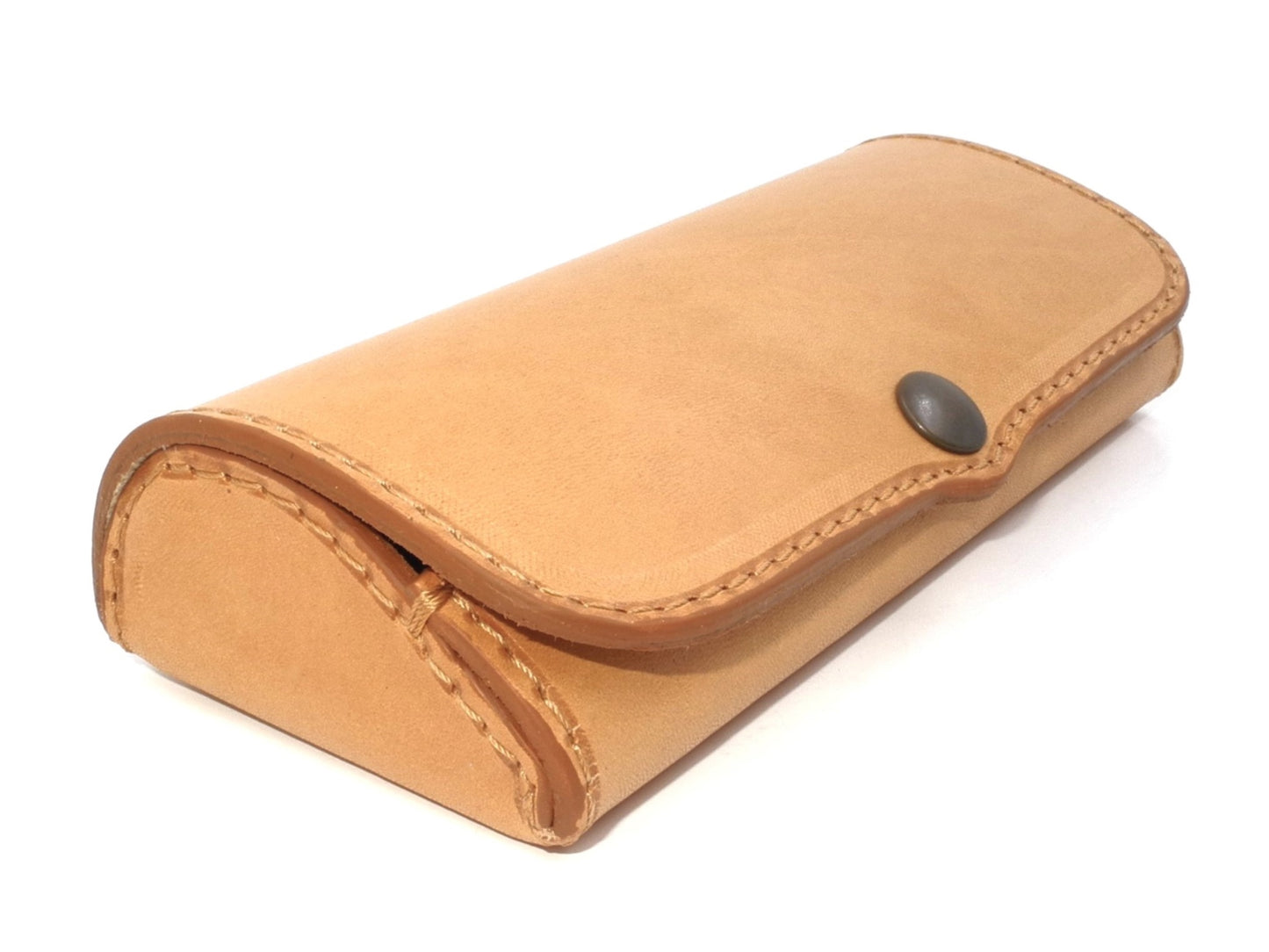 Hard Full Grain Leather Glasses Case - Natural