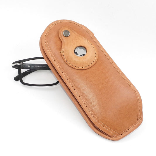 Soft Leather Glasses Case with AirTag Pocket