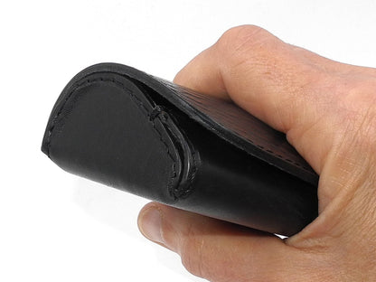 Hard Leather Eyeglass Case - Black/ Silver Button