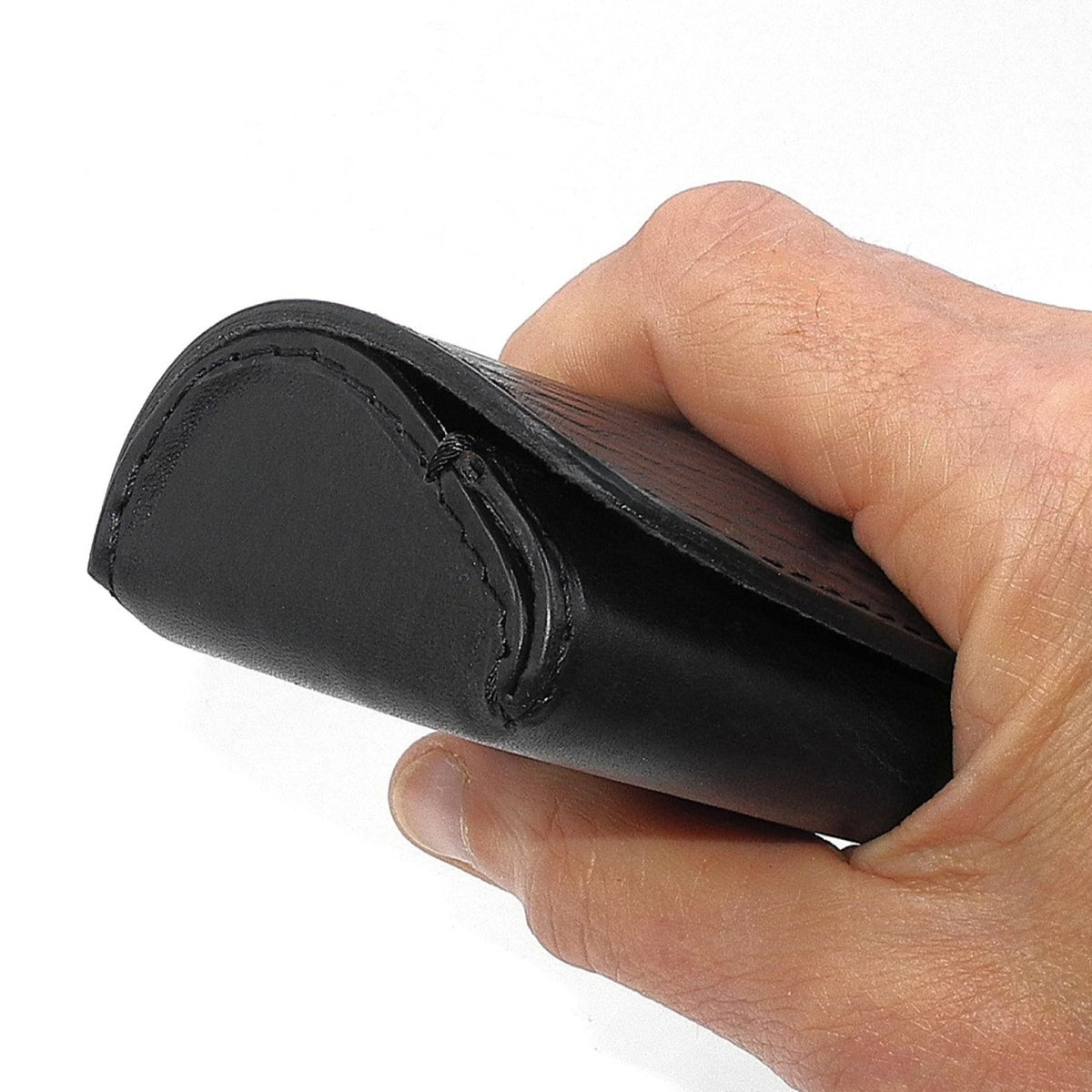 Hard Leather Glasses Case – Black / Silver-Tone Button