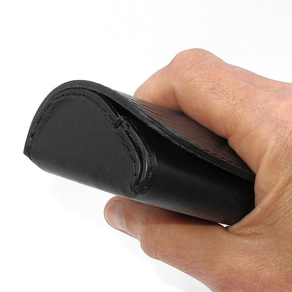 Hard Leather Glasses Case – Black / Silver-Tone Button