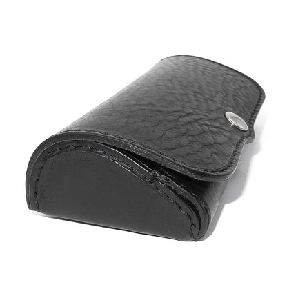 Hard Leather Glasses Case – Black / Silver-Tone Button