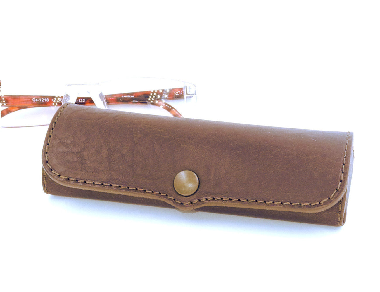 Hard Leather Glasses Case - Brown