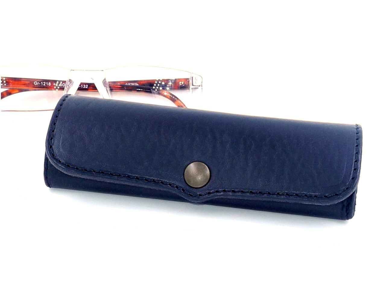 Hard Leather Glasses Case - Black