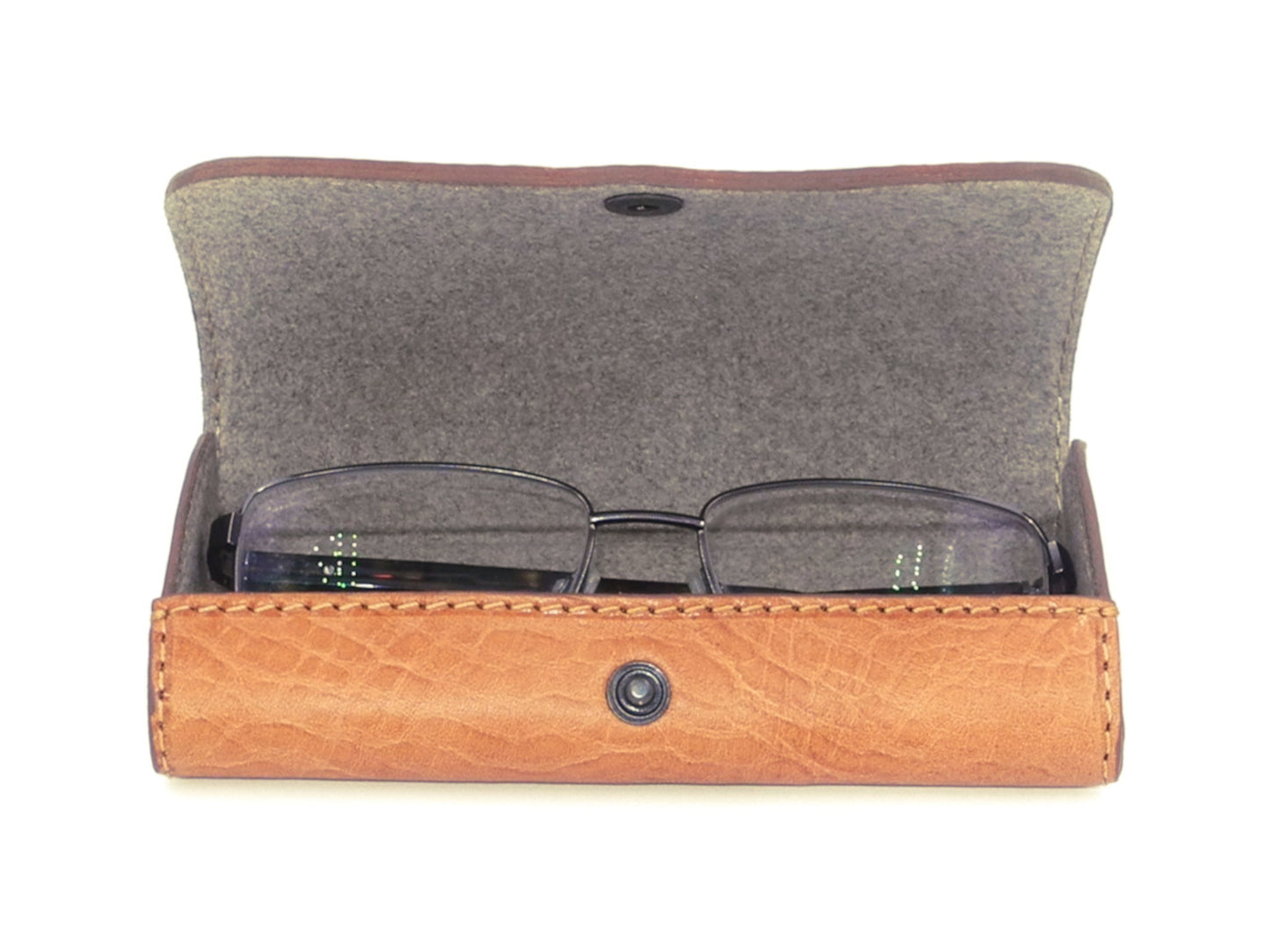 Hard Leather Glasses Case - Light Brown