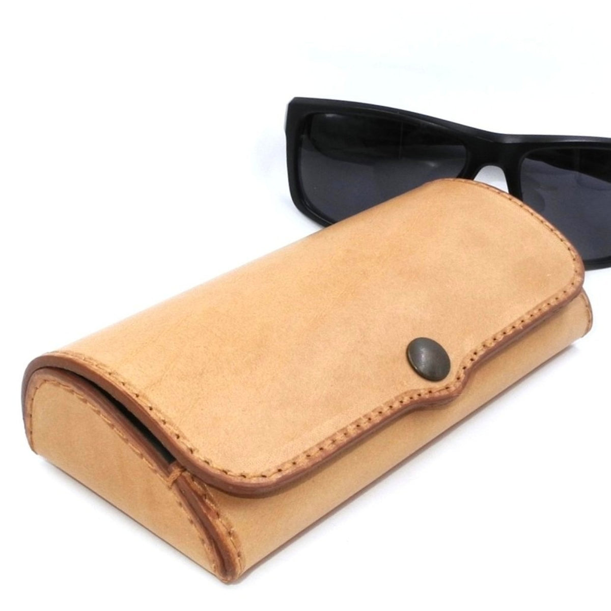 Hard Full-Grain Leather Glasses Case