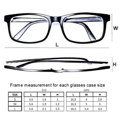 Hårdt brilleetui i læder - Sort/ Sølvknap