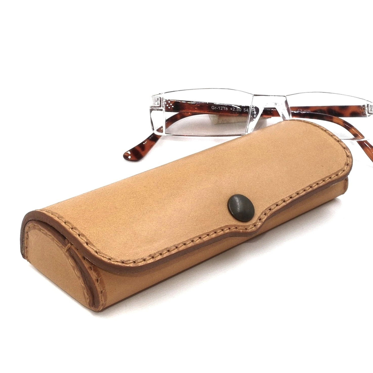 Hard Full-Grain Leather Glasses Case