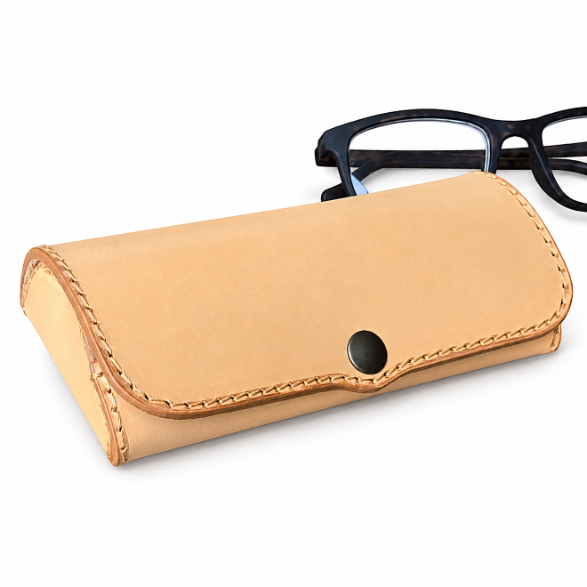 Hard Full-Grain Leather Glasses Case