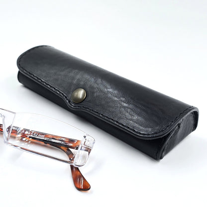 Hard Leather Glasses Case - Black